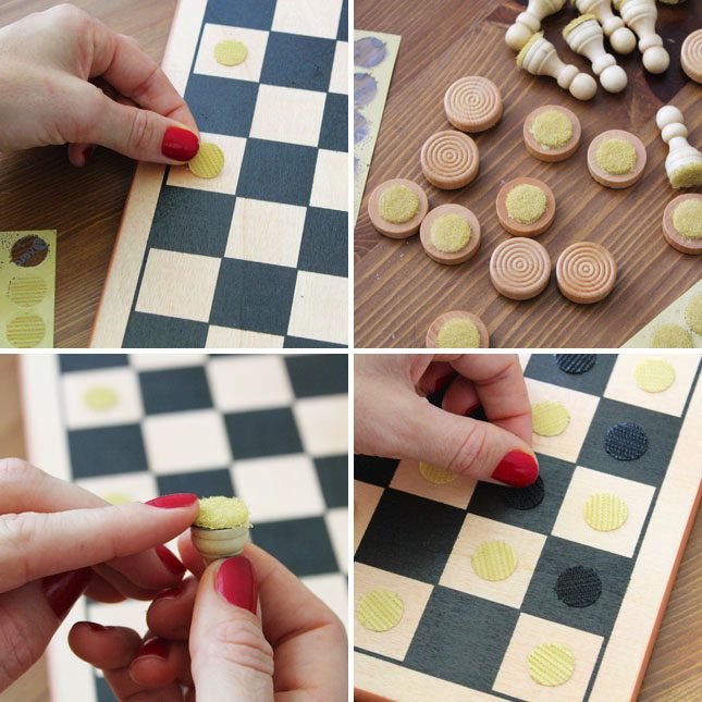Chess Pieces Made VELCRO® Brand Sticky Back™ Coins