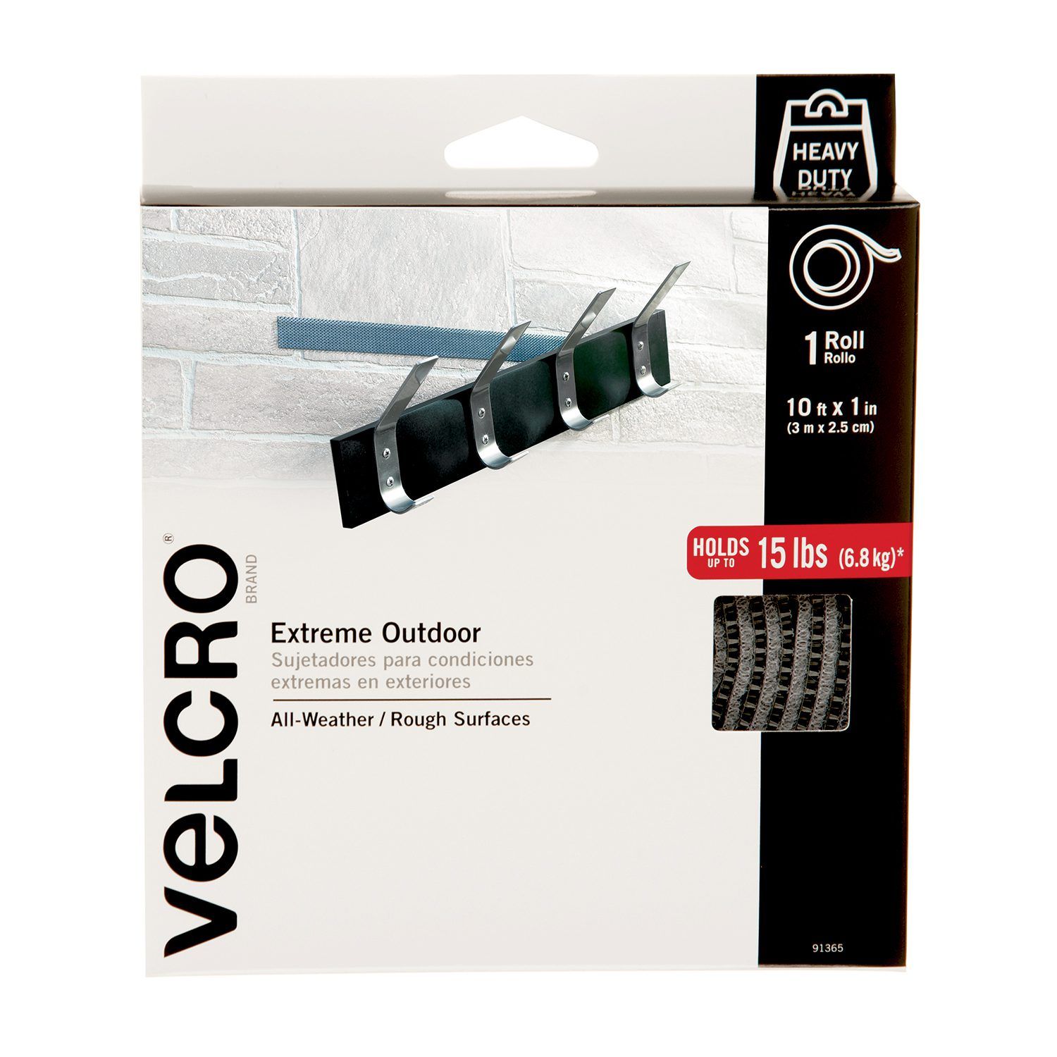 VELCRO Brand Extreme Outdoor Mounting Tape, 20Ft x 1 In Holds 15 lbs, Strong Heavy Duty Stick on Adhesive