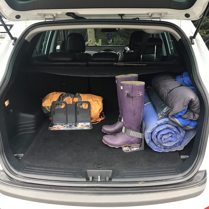 using stayhold cargo organizers to organize trunk for road trip