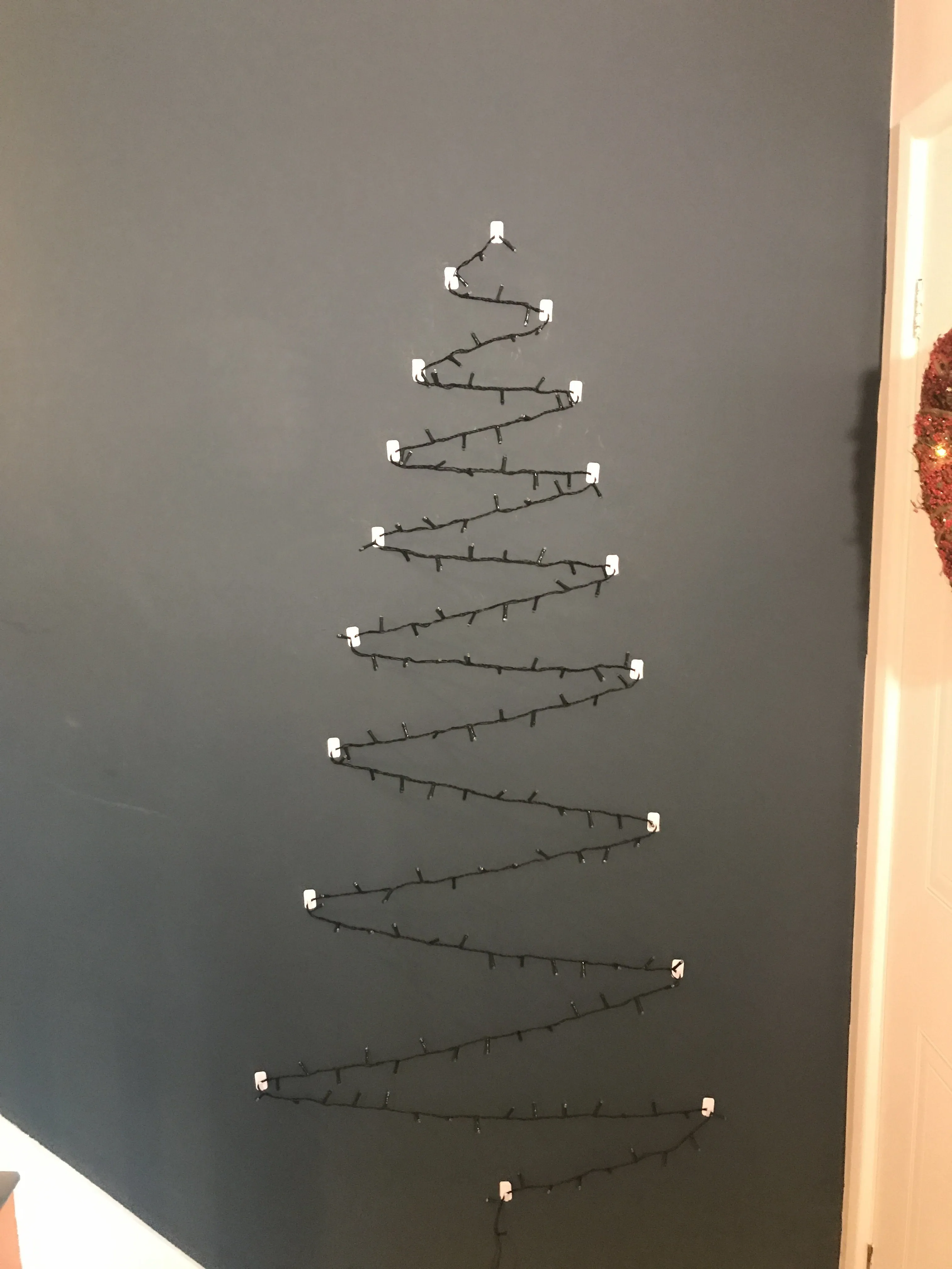 DIY Christmas Tree with Adhesive Hooks and Christmas Lights.jpg