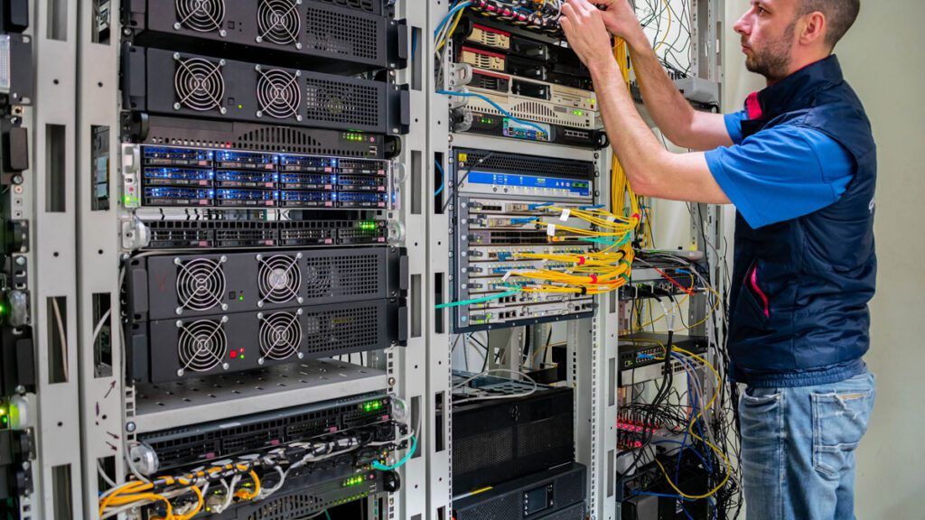 Low-voltage cable management in a data center