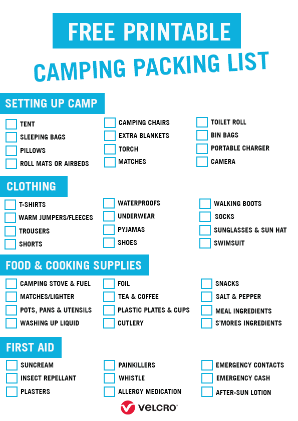 Free Printable Camping Packing List