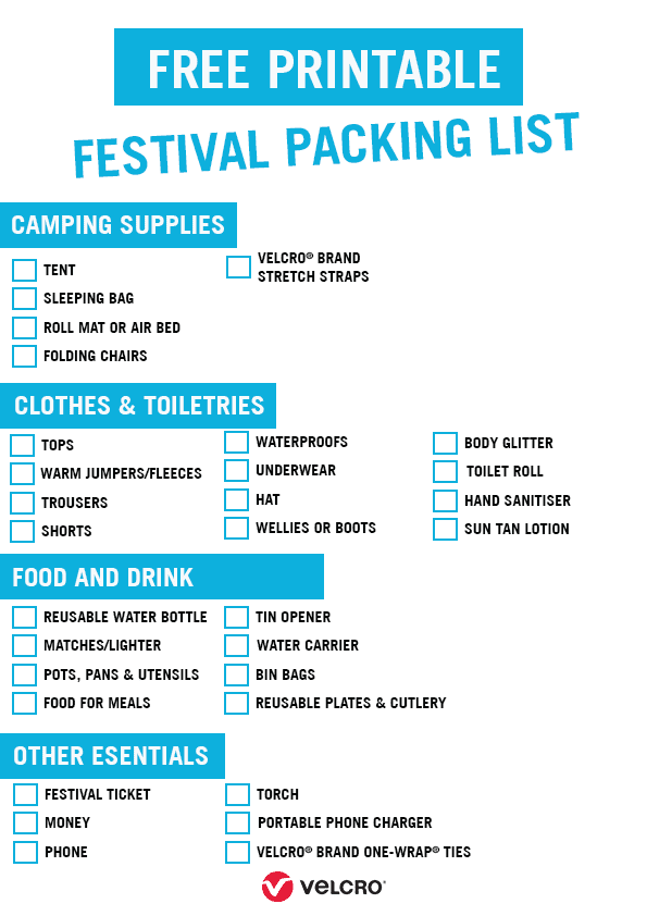 Free Printable Festival Packing List