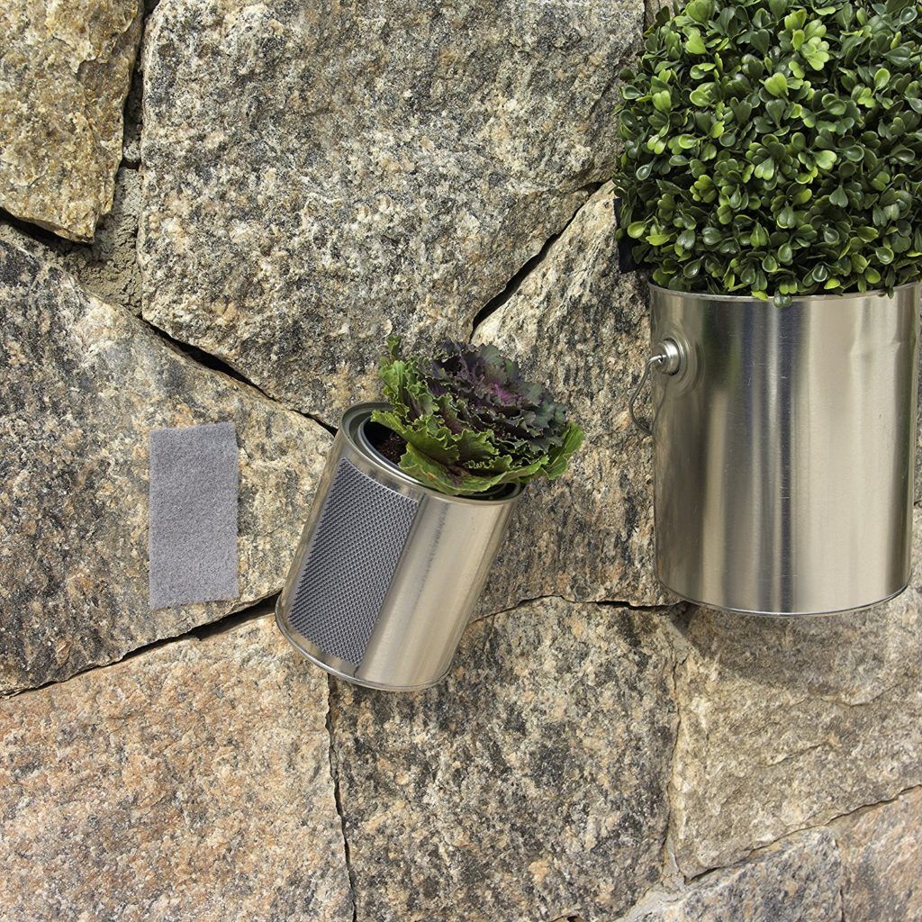 velcro extreme outdoor flower pots on stone wall
